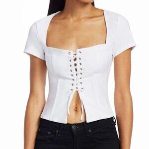 NWT I.AM.GIA Evita White Lace-Up Corset Top Small Womens